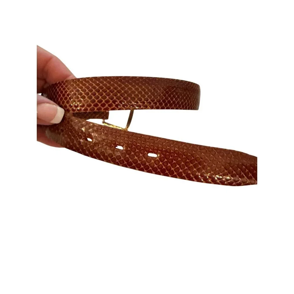 Vintage Unisex Size 30 Brown Genuine Anaconda Rawhide Lined Snake Belt